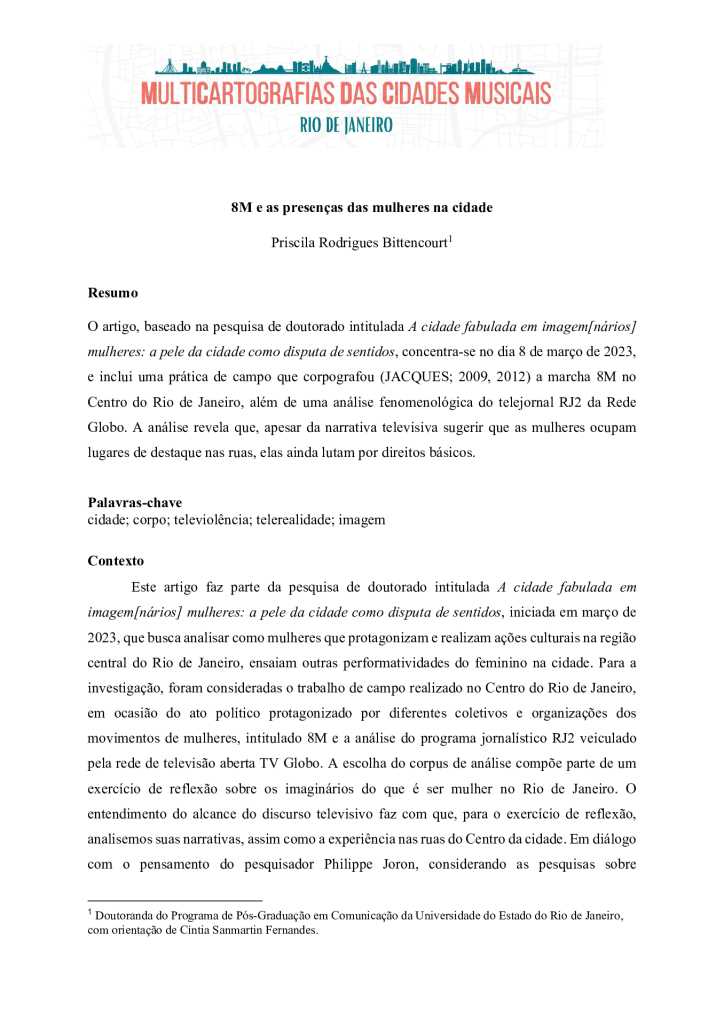 8M e as presenças das mulheres na cidade